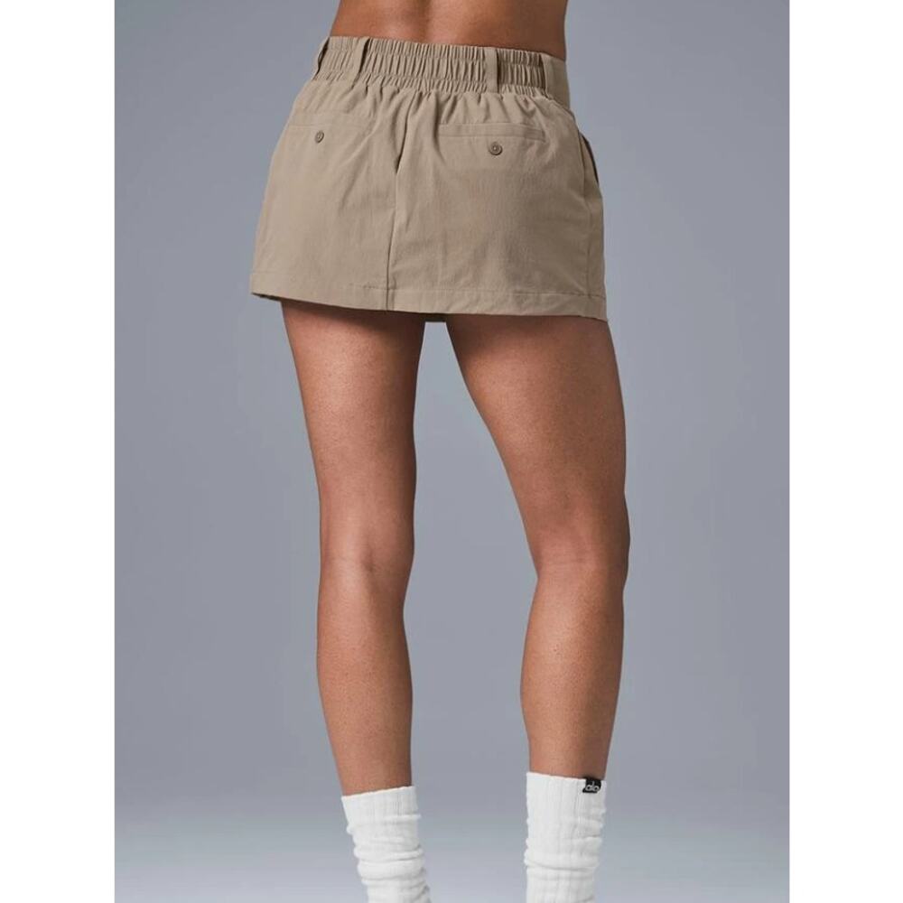 Alo Women's Fan Club Mini Skirt in Gravel Size Medium - Picture 2 of 8